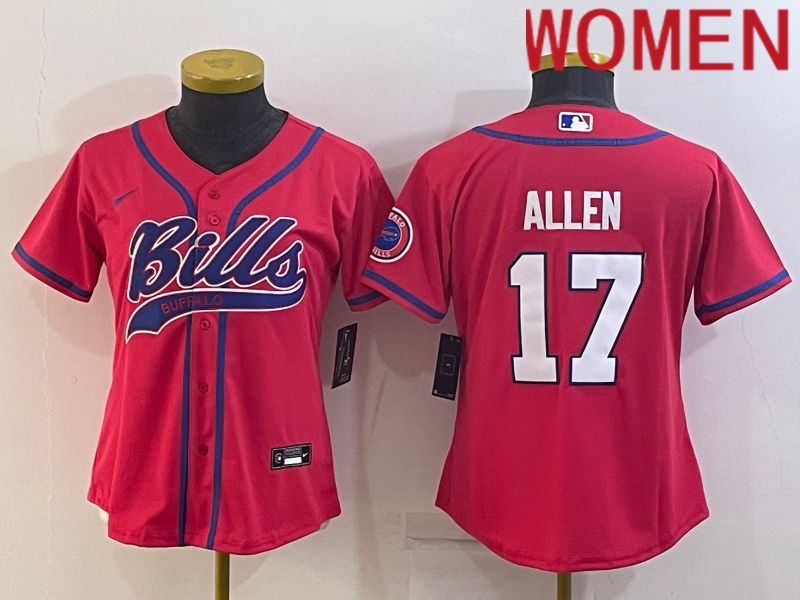 Women Buffalo Bills #17 Allen Red 2022 Nike Co branded NFL Jersey->women nfl jersey->Women Jersey